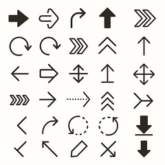 Arrow vector set collection different styles direction navigation ui ux design graphic elements icons sign 100