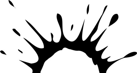 Grunge ink stain design with central hollow semicircle.