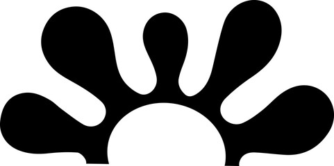 Ink flower burst with central hollow semicircle.