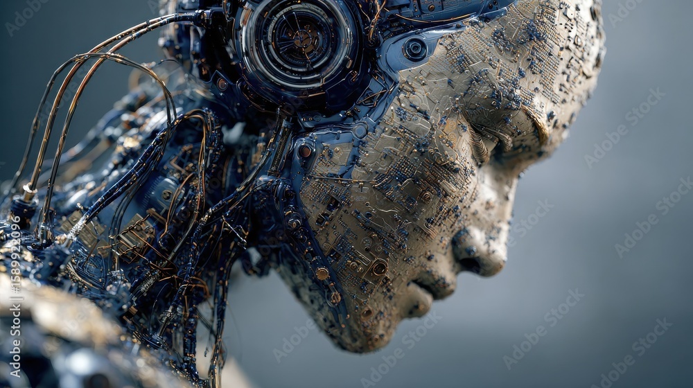 Poster artificial intelligence autonomy domination of ai in the world concept of dominated humanity and sec