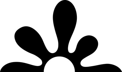 Rounded petal splotch design with a central hollow semicircle.