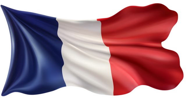 Waving French Flag, isolated on transparent background