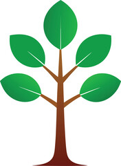 Vibrant Green Sapling Nature's Growth,  Springtime Illustration