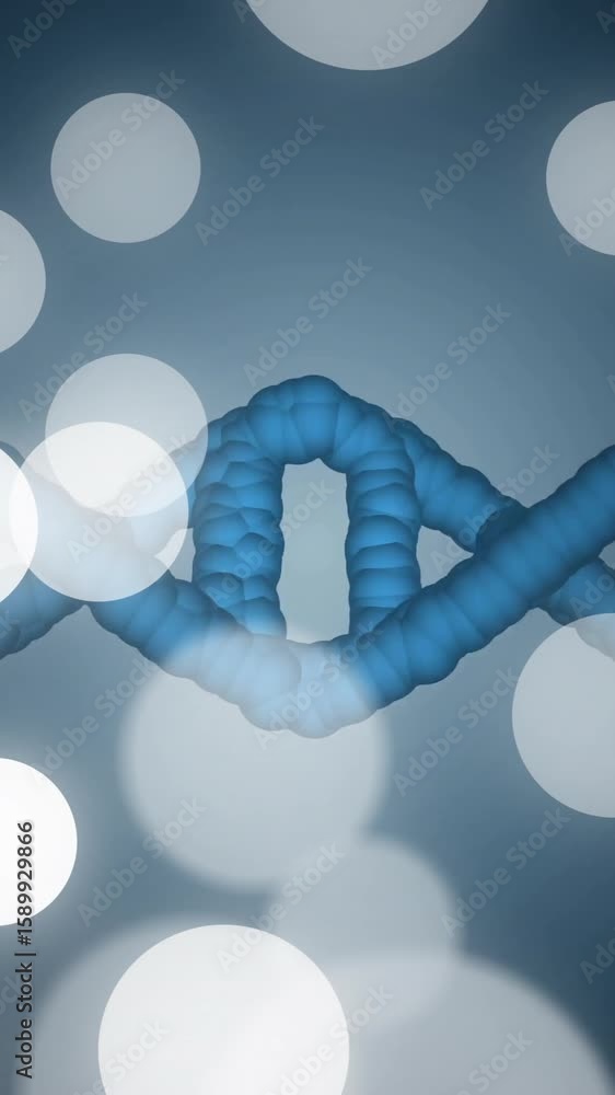 Poster animating dna strand and bokeh lights on dark background