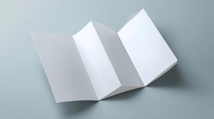 Clean blank tri fold brochure template for mock up on an isolated background. leaflet, pamphlet, flyer, booklet, catalog empty mock-up - 3d render illustrating for mockup presentation of map design.