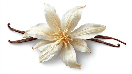 vanilla flower top view isolated on a white background