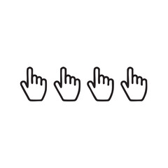 Fototapeta premium Four black cursor pointers on a white background hand click