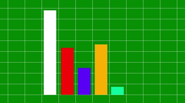 4K Green Screen Bar Chart Animation | Colorful Data Bars | Business Stats Overlay