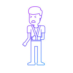 Illustration of a Sick Man with Arm in a Sling