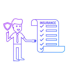 Illustration of Insurance Agent Presenting Insurance Policy