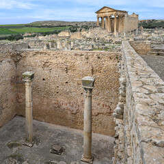 A view of the Roman ruins of Dougga (Thugga) in Tunisia