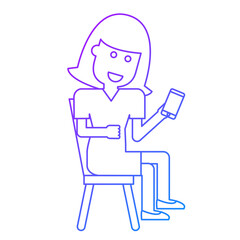 Illustration of a Woman Checking Phone When Sitting On a Chair