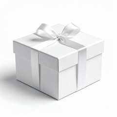Elegant White Gift Boxes with Satin Ribbons – Isolated on White Background, 3D Render