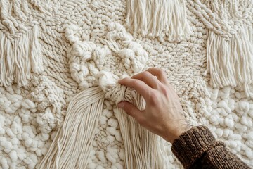 Weaving intricate boho wall art from cotton macramé