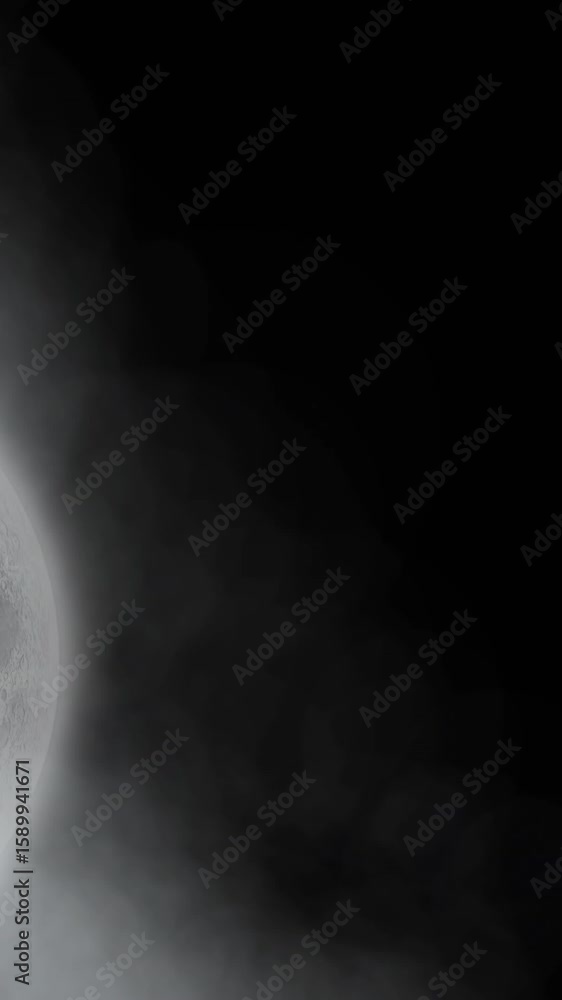 Aufkleber animation of moon and fog moving on black background