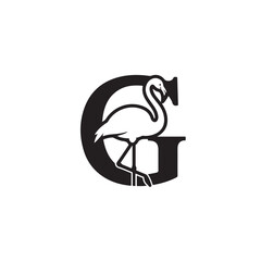 Elegant Flamingo gracefully positioned within a bold letter G logo design