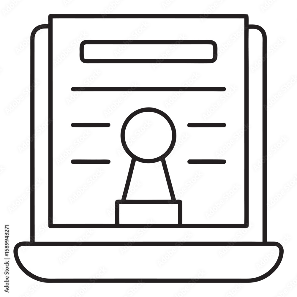 Fototapete Computer screen displaying a questionnaire with a circular icon form online