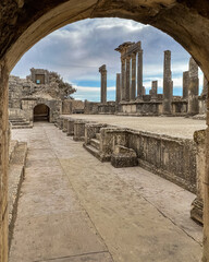 A view of the Roman ruins of Dougga (Thugga) in Tunisia