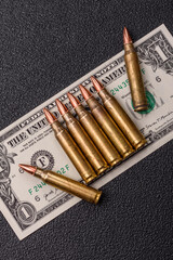 Money, cash dollars to fund weapons for war and defense against attack. Dollars for war