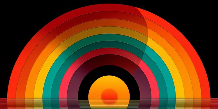 Colorful rainbow with a black background