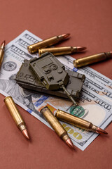 Money, cash dollars to fund weapons for war and defense against attack. Dollars for war
