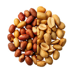 Obraz premium Peanuts shelled and unshelled tasty snack food nutrition concept isolated on transparent background