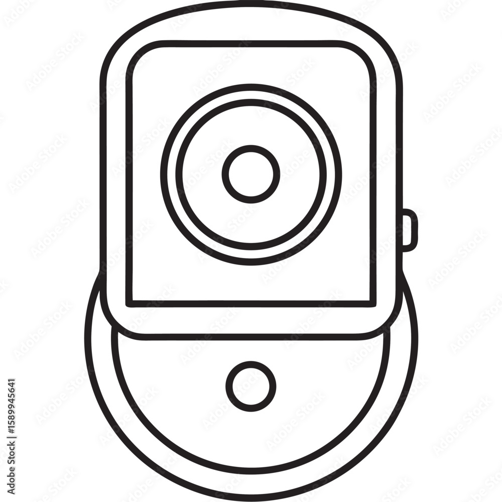 Poster outline icon of a video doorbell camera with a button security