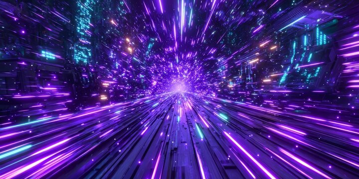 Purple and green light show with a lot of purple and green lights - Powered by Adobe