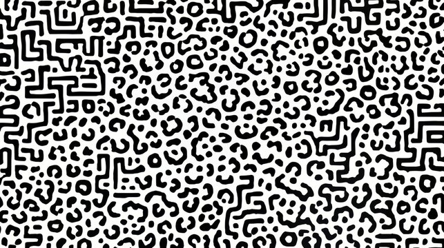 Fototapeta The image is a black and white photo of Maze print pattern. The pattern is made up of various shapes and lines, creating a unique and intricate design