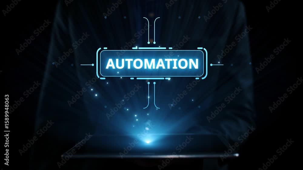 Poster modern automation drives workflow efficiency by connecting systems, people, and data. with intellige