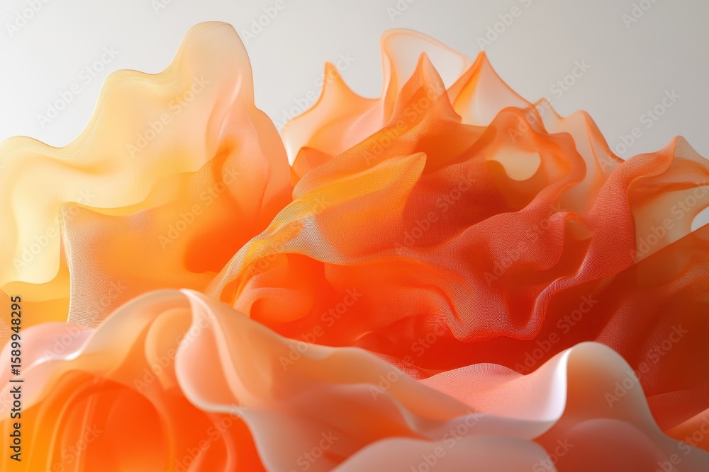 Poster flowing fabric with orange gradient, flowing fabric displaying a vibrant orange gradient