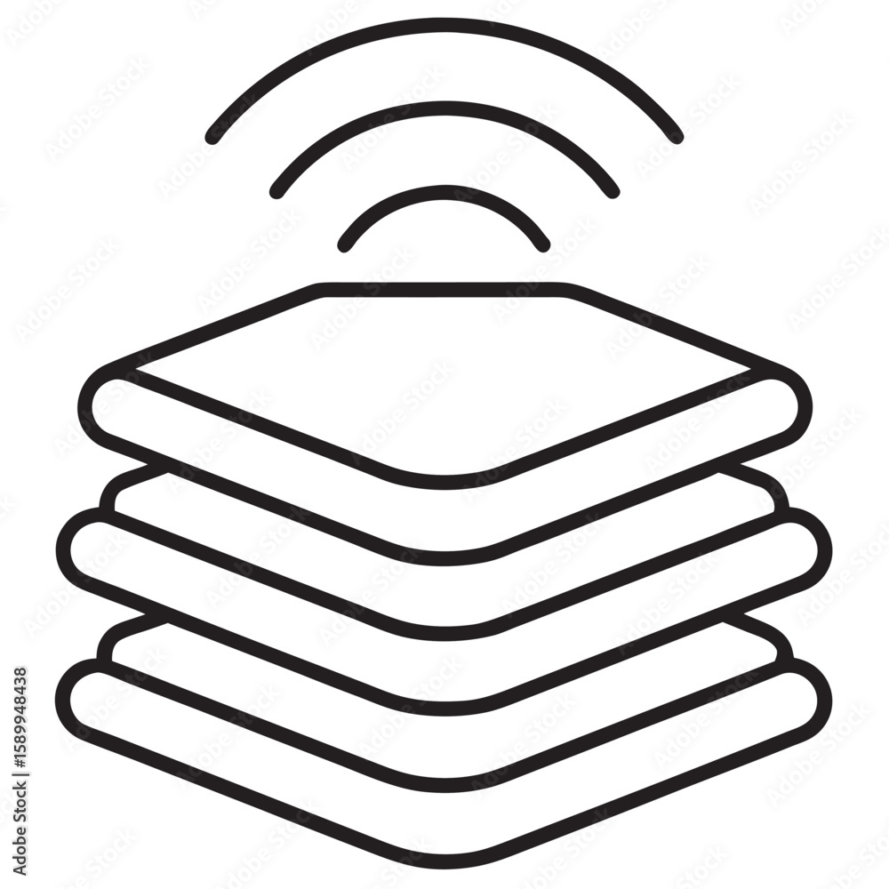 Poster stacked books with wireless signal waves book stack data