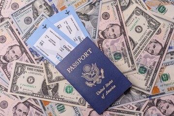 US passport for travelling, flying and doing business. USA document, id