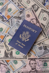 US passport for travelling, flying and doing business. USA document, id