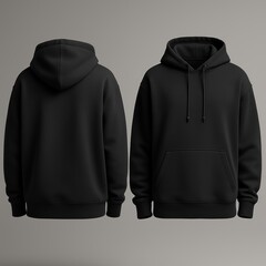black hoodie mockup template on gray background