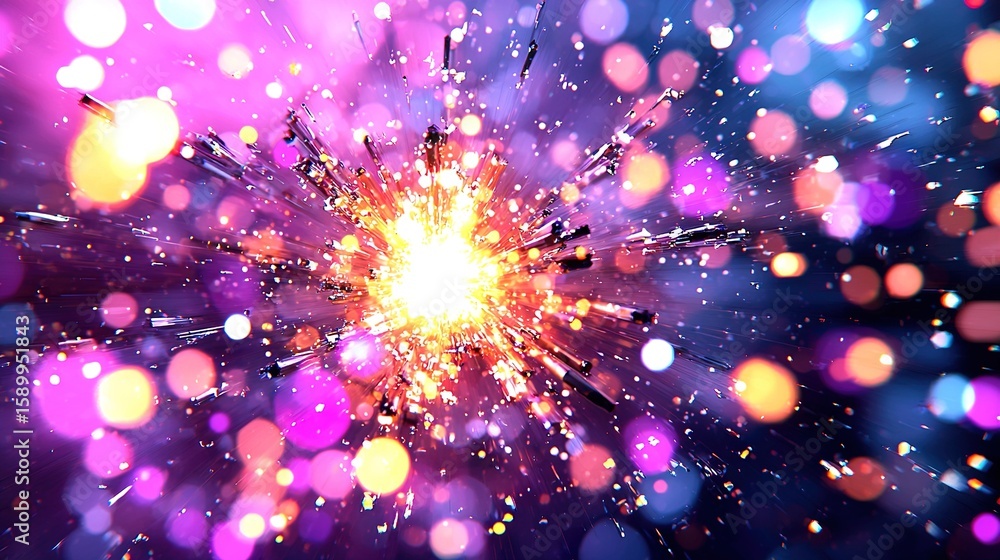 Aufkleber a close-up of a fireworks with out-of-focus lights in both the background and foreground