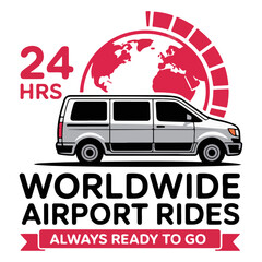 Worldwide Airport Shuttle 24 HRS Vector Logo

