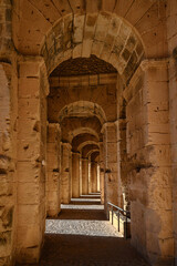 A view of the ruins of the El Djem (Jem) Roman amphitheatre in Mahdia, Tunisia