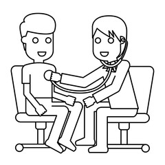 Illustration of Physician Checking Heartbeat with Stethoscope