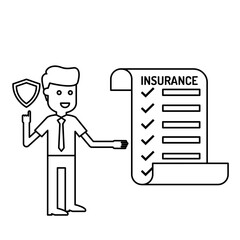 Illustration of Insurance Agent Presenting Insurance Policy