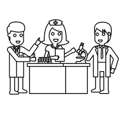Illustration of Nurse getting lab results from Medical Technologist