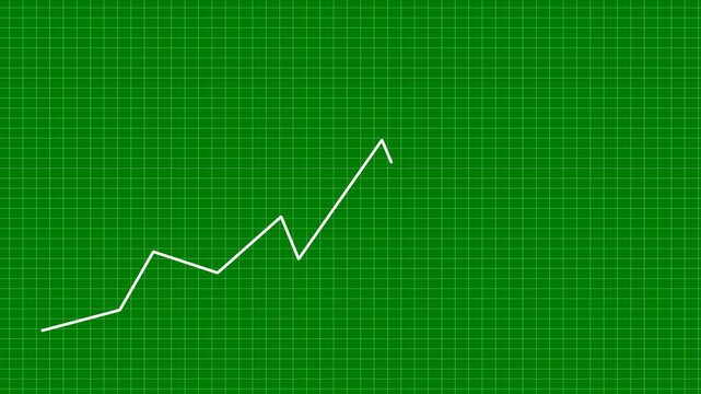 4K Green Screen Graph &ndash; White Line Chart Animation | Business Growth Data