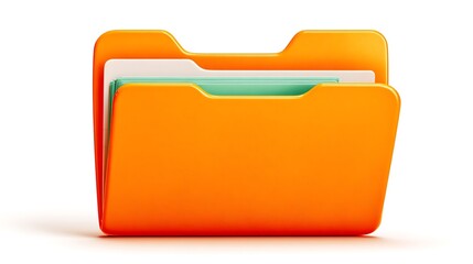 Elegant 3D orange document icon in cartoon style  
