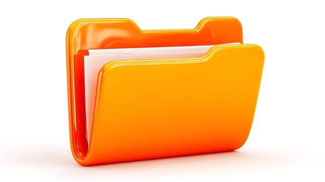 3D document folder icon in cartoon plastic style  
