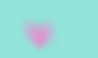 Romantic background with a blurred heart. Pink heart on a blue background. Vector background with gradient heart.