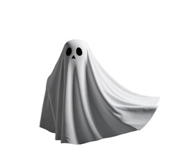 Naklejka premium Spooky white Halloween ghost isolated cutout on transparent