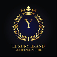 Elegant Royal Luxury Brand Logo Design Letter Y Logo

