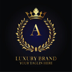 Elegant Royal Luxury Brand Logo Design Letter A Logo

