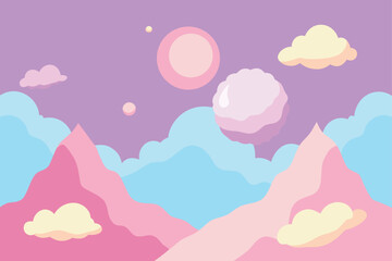 pink background with clouds