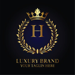 Elegant Royal Luxury Brand Logo Design Letter H Logo

